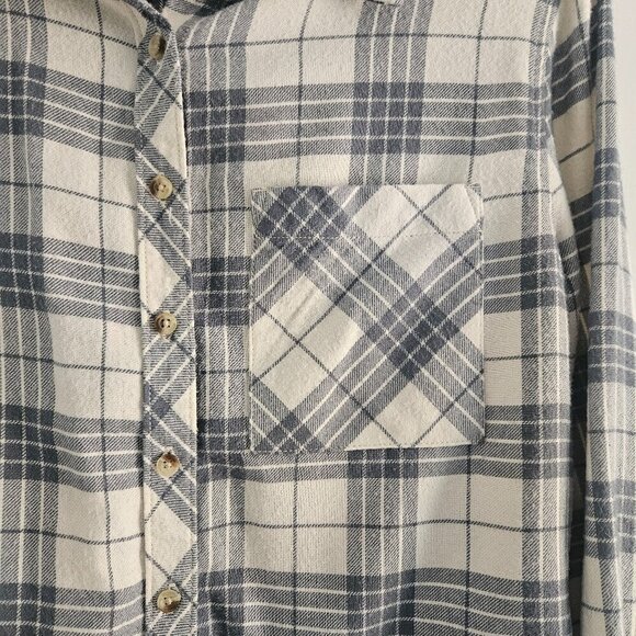 Arizona Jean Co Blue White Button Down Flannel Long Sleeve Small Shirt - Picture 3 of 6